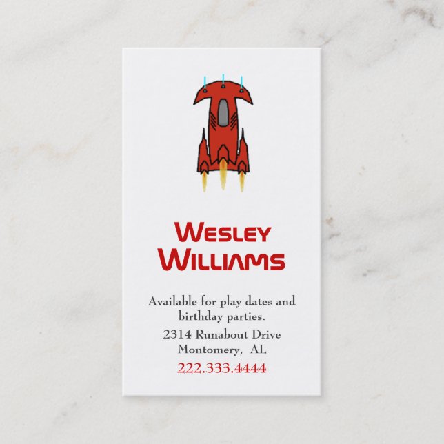 Speldatumkort för Red Space-Frakt (Framsida)