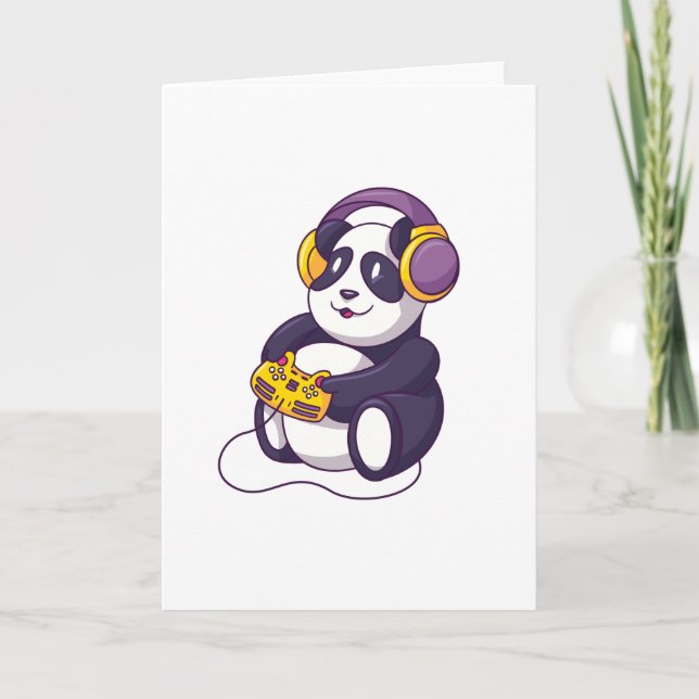Speldesign för Cute Gamer-panda Kort (Framsida)