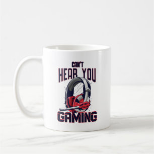 Speldesign med headset kaffemugg