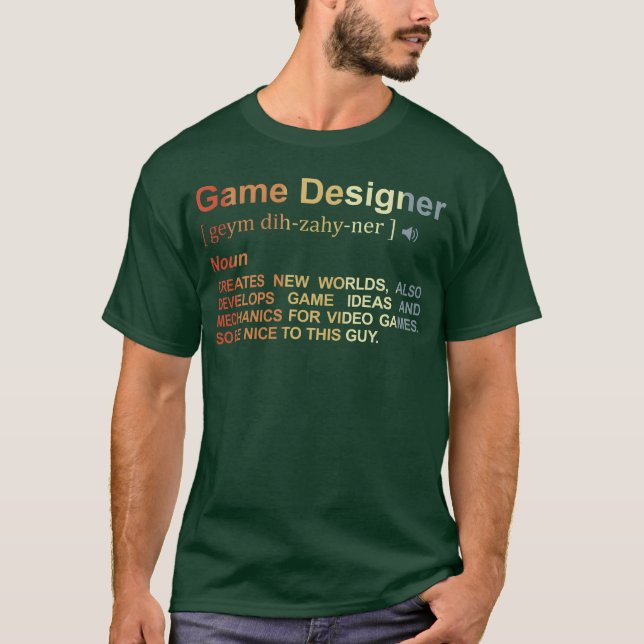 Speldesigner Definition retro T Shirt (Framsida)