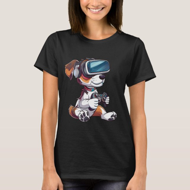 Speldjur - Hund spelar konsolvideospel 1 T Shirt (Framsida)
