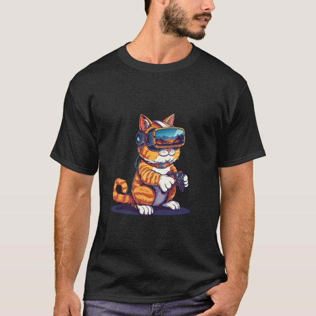 Speldjur- Katt som spelar konsollvideospel 1 T Shirt (Framsida)