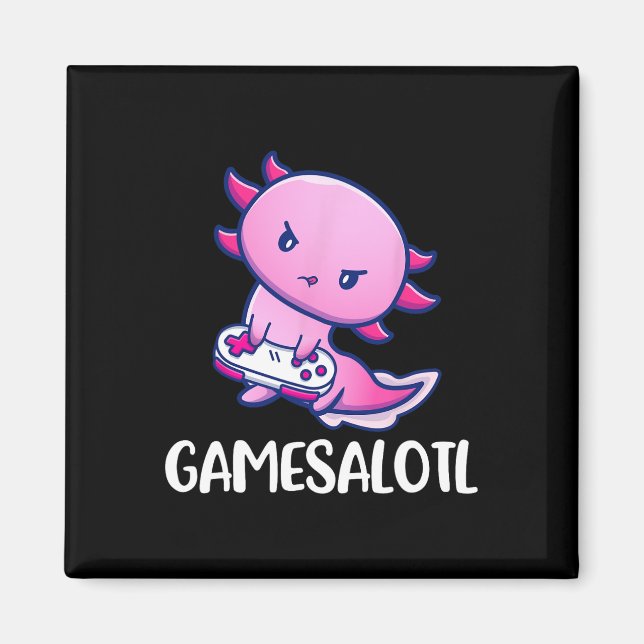 Spelesalotl Axolotl Cute Spela videospel Magnet (Framsidan)