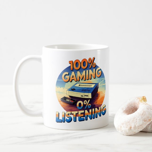 Spelet 0 % lyssnar på funktionsligt spelspel i Ret Kaffemugg (Med munk)