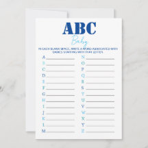 Spelet ABC Alphabet Baby Shower - blått