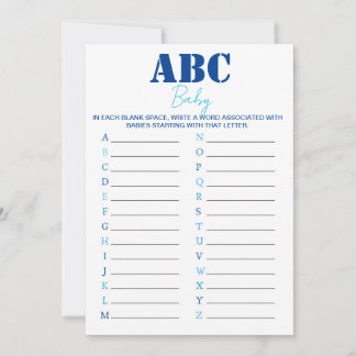 Spelet ABC Alphabet Baby Shower - blått Inbjudningar