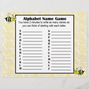 Spelet Alphabet Namn och babyvisningsspelet Bingo Reklamblad