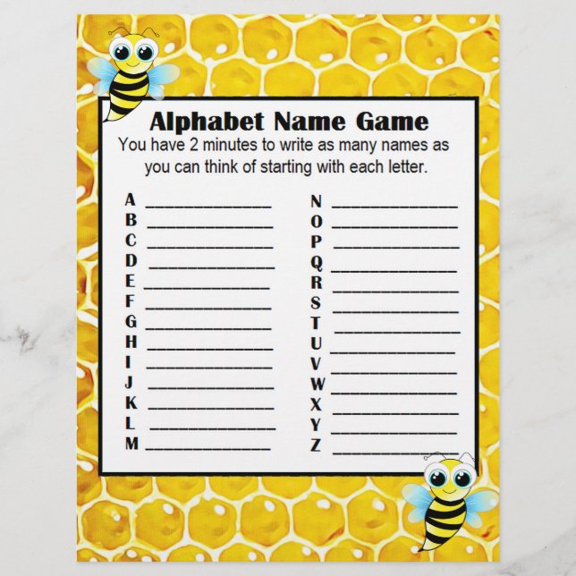 Spelet Alphabet Namn och babyvisningsspelet Bingo  Reklamblad (Framsidan)