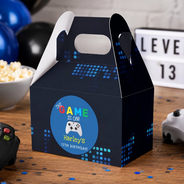Spelet är igång! Anpassad fotovideospel-födelsedag Presentaskar (The Game Is On! Custom Photo Video Game Birthday Favor Boxes)