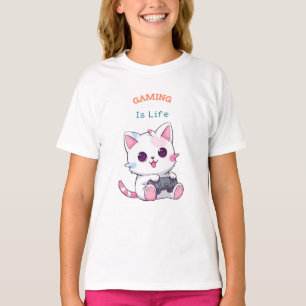Spelet är Life Cat Gamer Girl T Shirt