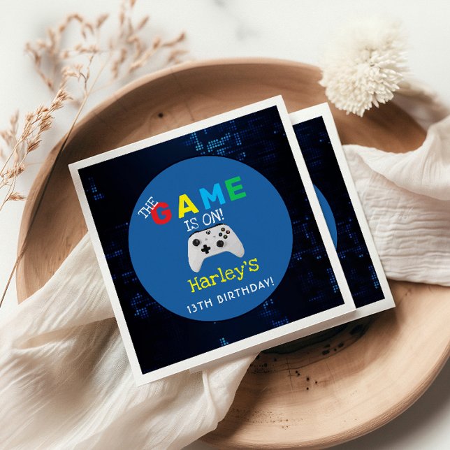 Spelet är på! Anpassningsbar Foto Video Game Birth Pappersservett (Skapare uppladdad)