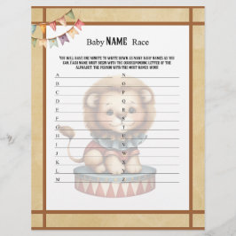 Spelet baby Circus_ Baby Namn Tävling Brevhuvud