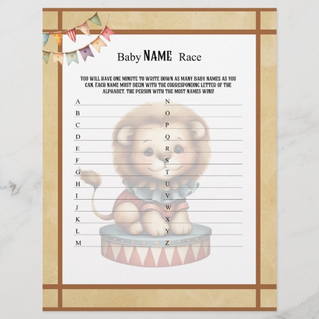 Spelet baby Circus_ Baby Namn Tävling Brevhuvud (Framsida)