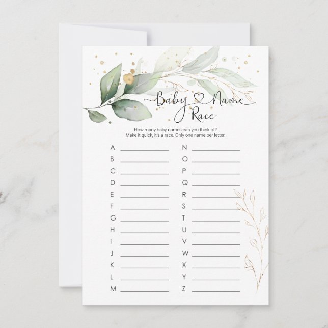 Spelet baby Namn Tävling, grey Baby Shower Game In Inbjudningar (Framsida)