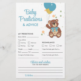 Spelet baby Predictions and Advice Blue Nalle Game Flygblad
