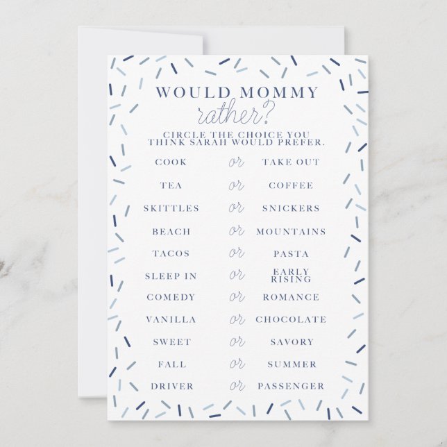 Spelet baby Sprinkle Shower Inbjudningar (Framsida)
