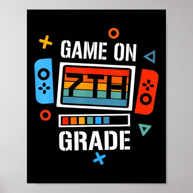 Spelet back to school på 7:e Klass Gamer Kids Poster (Framsidan)