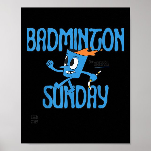 Spelet Badminton Söndag Racket Shuttle Play Poster (Framsidan)