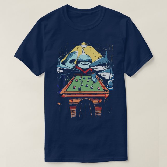 Spelet bassäng Sharks Billiards T Shirt (Design framsida)