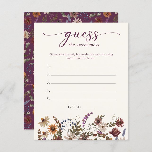 Spelet blommigt Baby Shower (Fram/baksida)