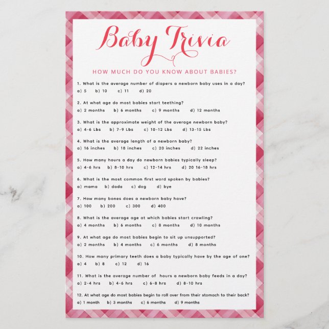 Spelet Cherry Baby Trivia | Roligt babyvisningsakt (Framsida)