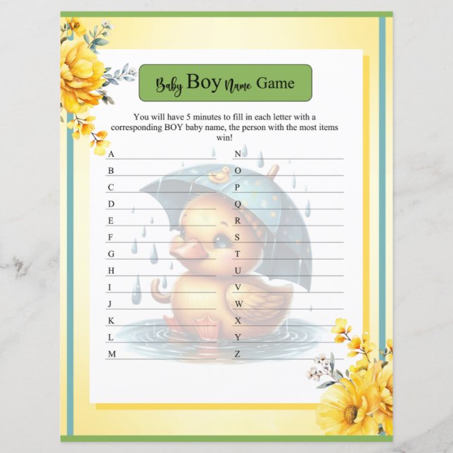 Spelet Cute Rubber Anka Pojke Namn (Framsida)