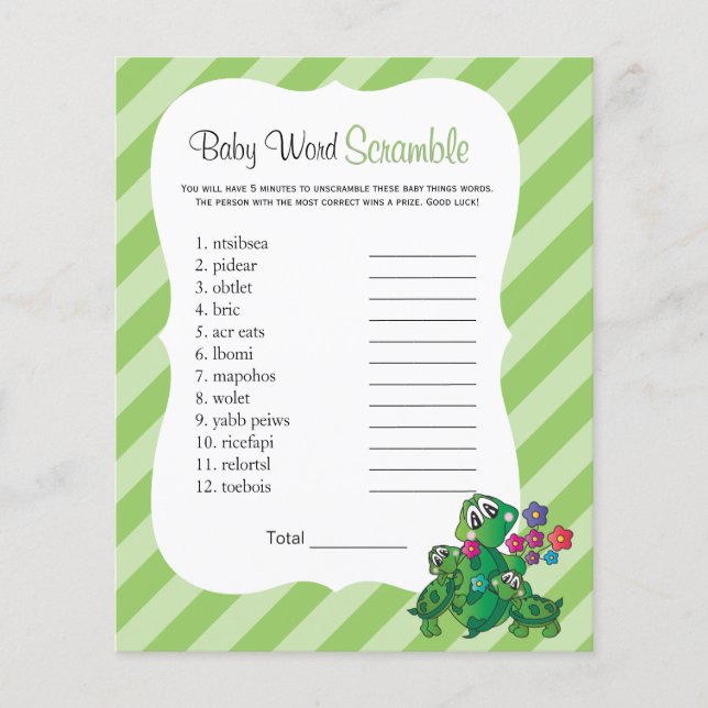 Spelet Cute Turtle Baby Shower Flygblad (Framsidan)