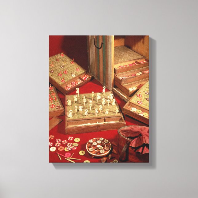 Spelet Dauphin lotto uppfunnen av Louis XIV Canvastryck (Framsida)