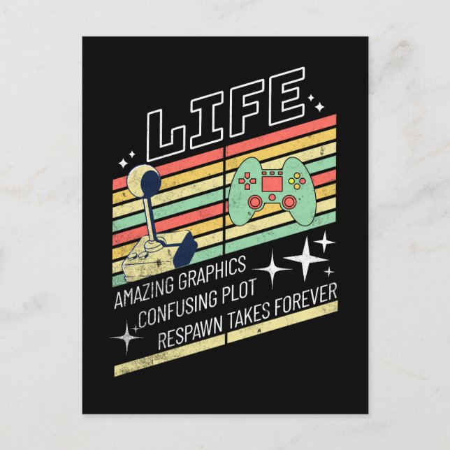 Spelet för Life-funny Retro Gamer Vykort (Framsida)
