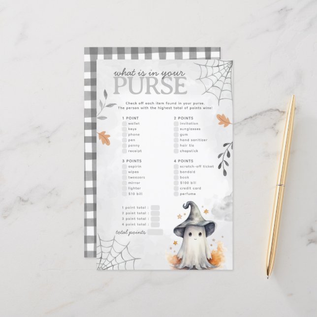 Spelet Halloween Ghost Purse Baby Shower Game (Fram/Back In Situ)