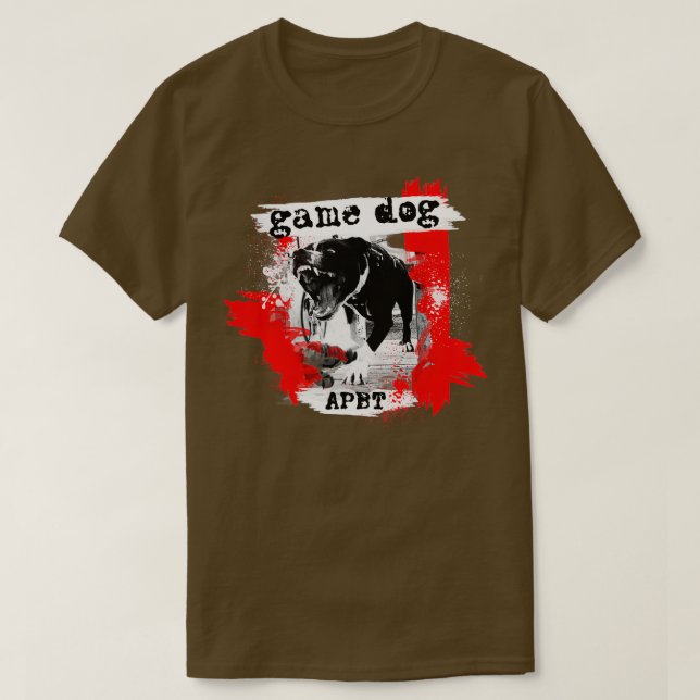 Spelet hund APBT American Pitbull Terrier WHITE Ed T Shirt (Design framsida)