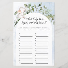 Spelet i baby Elephant Blue Baby Shower Game