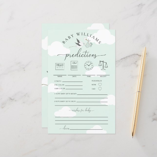 Spelet Mint Grönt Stork Baby Predictions (Fram/Back In Situ)