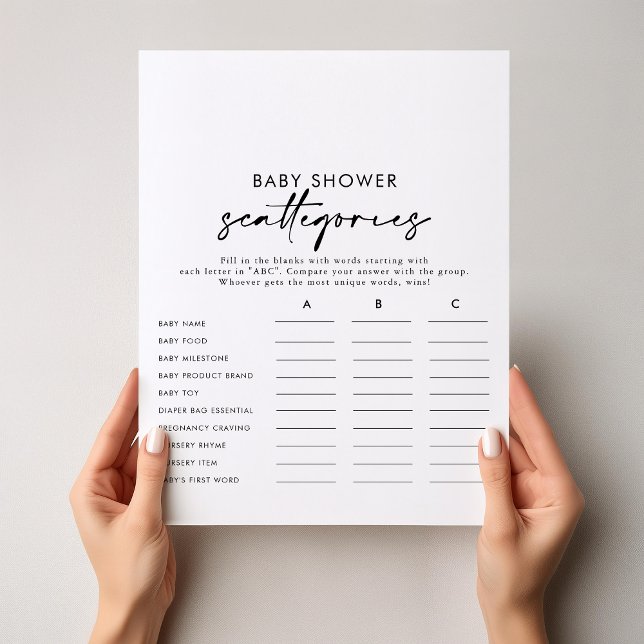 Spelet Modern Elegant Baby Shower Scattegories (Skapare uppladdad)