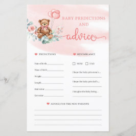 Spelet nalle Predictions and Advice Card