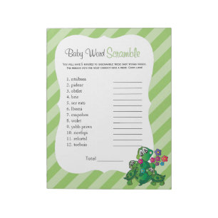 Spelet Ord i Cute Turtle Baby Shower Anteckningsblock
