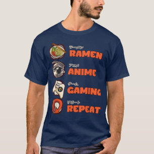 Spelet Otaku Ramen Anime Upprepa videospelen T Shirt