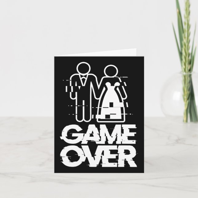 Spelet över Glitch Bride Groom Funny Bröllop Kort (Framsida)