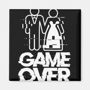 Spelet över Glitch Bride Groom Funny Bröllop Magnet