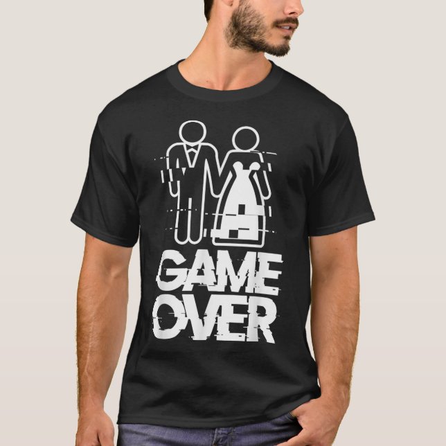 Spelet över Glitch Bride Groom Funny Bröllop T Shirt (Framsida)
