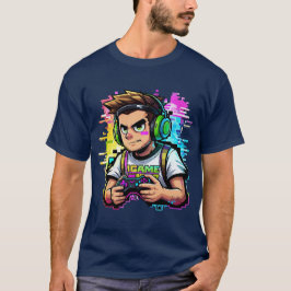 Spelet över Glitchy Neon Gamer Retro Arcade stil T Shirt