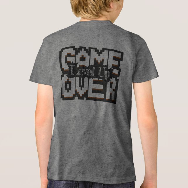 Spelet över, jämna upp: Pixelelerad Retro-spelvärl T Shirt (Baksida)