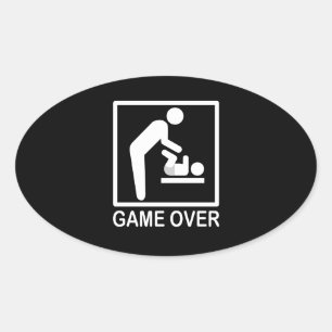 Spelet över Pappa-funny Pictogram Ovalt Klistermärke