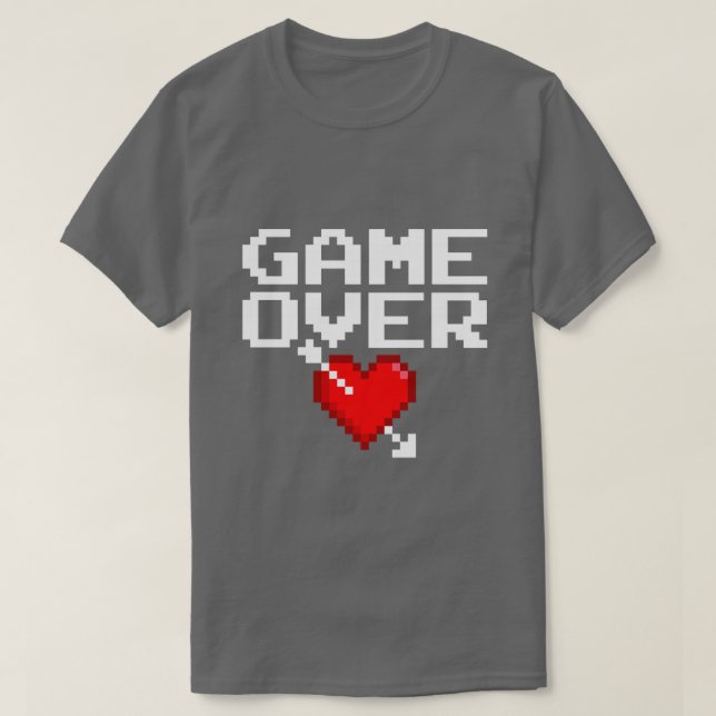 Spelet över spel Alla hjärtans 8-bitars spel Pixel T Shirt (Design framsida)