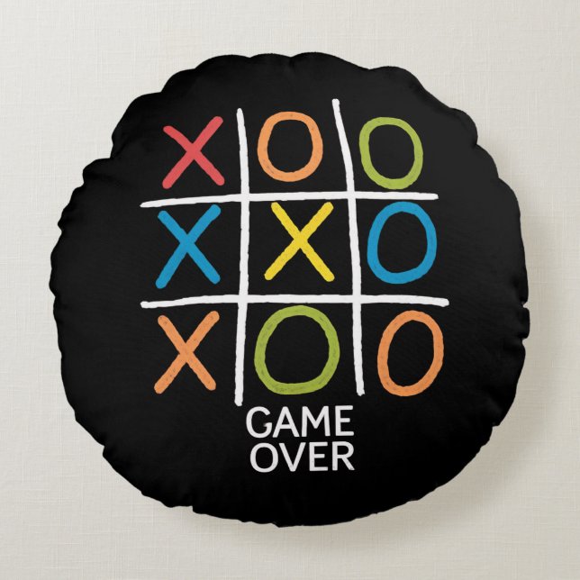 Spelet över Tic-Tac-Toe Rund Kudde (Framsidan)
