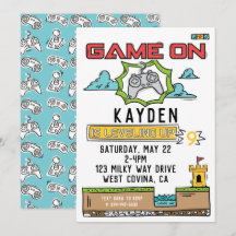 Spelet på inbjudan till videospel på födelsedagen