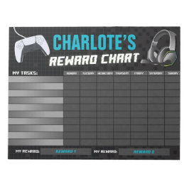 Spelet på Personligen Neon Blue Reward Chart för s Anteckningsblock