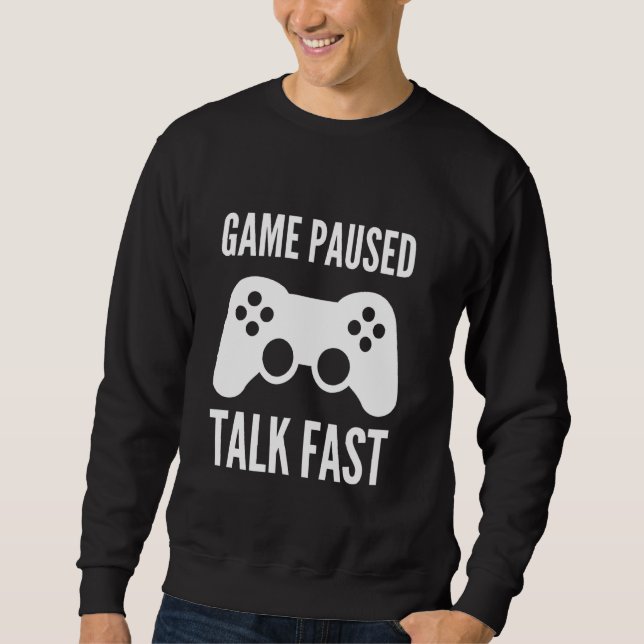 Spelet Pausat Talk Fast Funny Video Game Joystick  Lång Ärmad Tröja (Framsida)