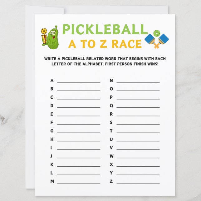 Spelet Pickleball A till Z Tävling (Framsida)