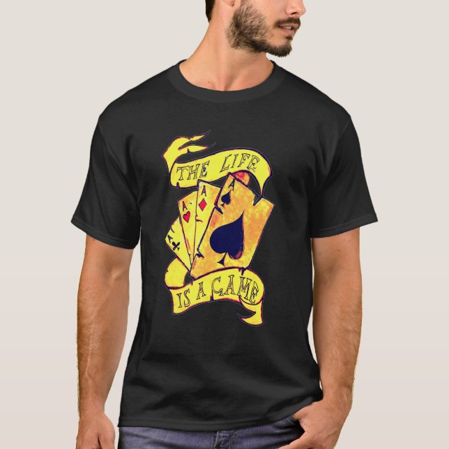 Spelet Poker Player 4 Ess Bluffing Card Game Casin T Shirt (Framsida)